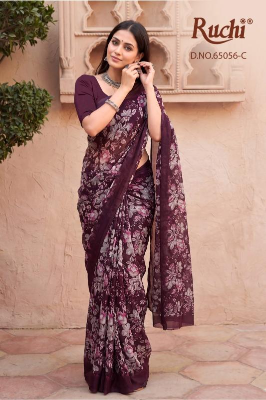 Ruchi saffron chiffon  275 cheap and best sarees